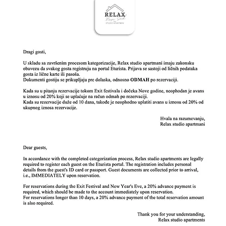 Relax Novi Sad, Telep 아파트